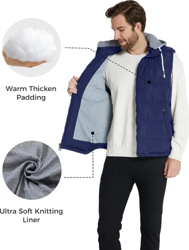 Vista 3 de ZSHOW - Chaleco de invierno con capucha extraíble y acolchado para hombre