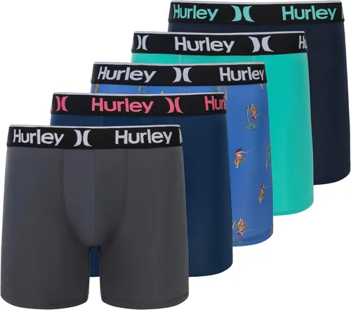 Vista 21 de Hurley calzoncillos tipo bóxer elásticos para hombre, paquete de 5 Combo de helecho de carbón