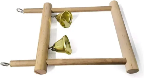 Vista 5 de 8 piezas de loros de pájaro juguetes para masticar columpios con cuentas, juguetes de madera natural para escalada para mascotas, campanas
