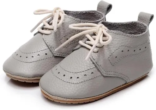 Vista 2 de Mocasines de cuero para bebés, niños y niñas, cómodos zapatos de vestir Oxford, zapatos de boda, zapatos para primeros pasadores, zapatos de cuna
