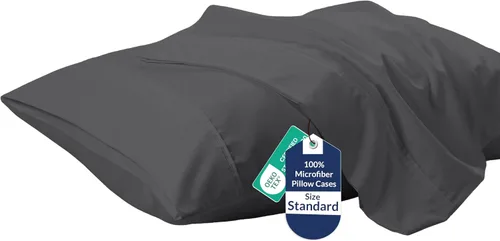 Vista 35 de Royale Linens Juego de 2 fundas de almohada Queen – Fundas de almohada de cama – 20 x 30 pulgadas – Fundas de almohada negras – 1800 microfibra