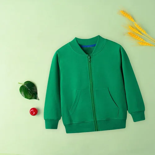Vista 3 de XOWRTE Niños niños bebé Outwear manga larga cuello redondo color sólido chaqueta cremallera capucha a prueba de viento largo 2t abrigo