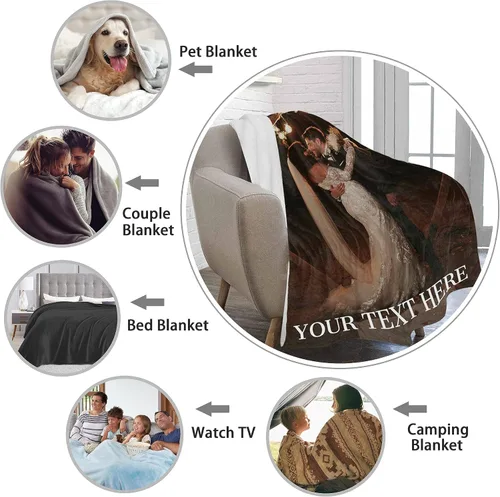 Vista 2 de Artsadd Manta personalizada con fotos, nombre, fotos personalizadas, regalos personalizados para adultos, mamá, papá, hija, bebé, mejor amigo