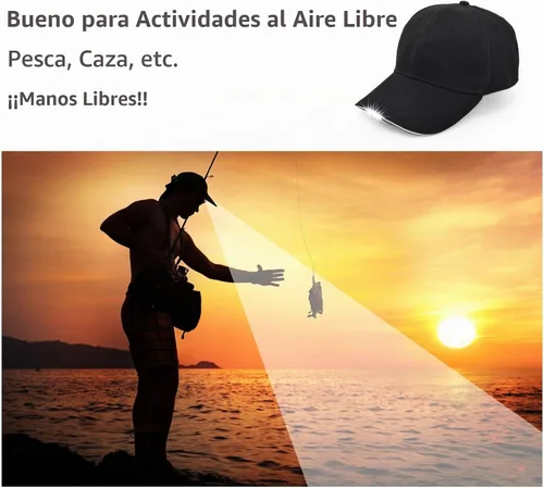 Vista 4 de Hands Free Rechargeable LED Baseball Cap Hat for Outdoor Hip Hop Party Holiday negro (Rechargeable Black)