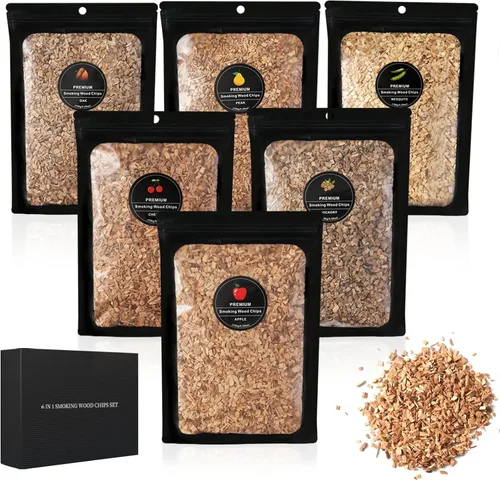 Vista 7 de Chips de madera para ahumar con sabores de nogal americano (hickory), chips de ahumador de cóctel para whisky, pistola de ahumar, 5.29 oz/bolsa