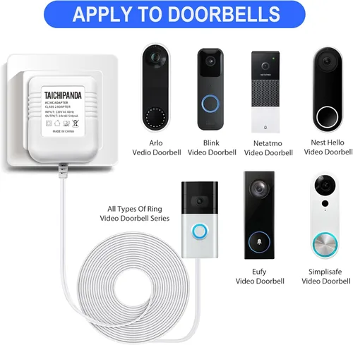 Vista 4 de Transformador de 24 voltios, adaptador de cable C para termostato Nest Honeywell Ecobee y Sensi, transformador de timbre compatible con timbre