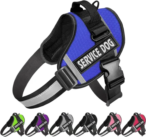 Vista 12 de JSXD - Arnés para perro, sin tirones, con asa ajustable, para exteriores, chaleco de nailon reflectante 3M, fácil control del perro, para razas Negro