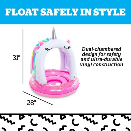 Vista 3 de BigMouth Inc Lil' Flotador de agua con protección solar superior, flotadores de piscina cubiertos para bebés, bebés y niños de 1 a 3 años nadadores