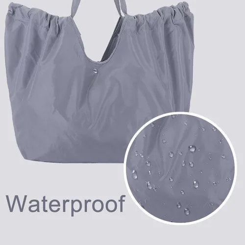 Vista 4 de Bolsa de compras plegable, bolsa de comestibles reutilizable con asa, lavable y ligera bolsa grande para picnic, viajes, campamento, compras (gris)