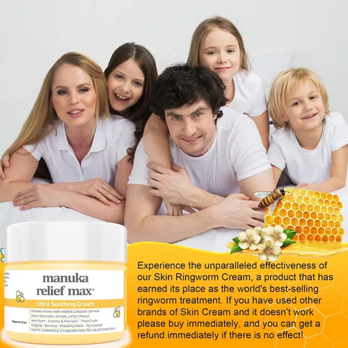 Vista 2 de Crema orgánica de loción de miel de manuka con avena coloidal, hidratante calmante para piel seca, para alivio, eccema de manos y cuerpo, psoriasis