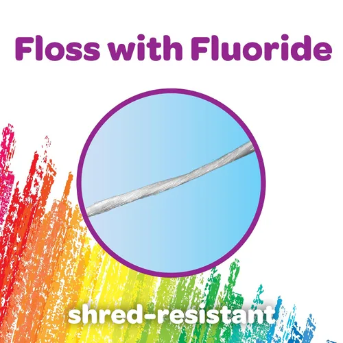 Vista 6 de GUM Crayola Hilos Dentales para Niños con Flúor - Diseñados para Manos Pequeñas - Divertido Sabor a Uva - Palillos de Hilo Dental Fáciles de Usar