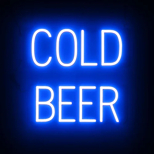 Vista 34 de SpellBrite Letrero de cerveza fría Letrero relacionado con la cerveza con aspecto de neón, fuente de luz LED verde 16.8 x 15.0 pulgadas