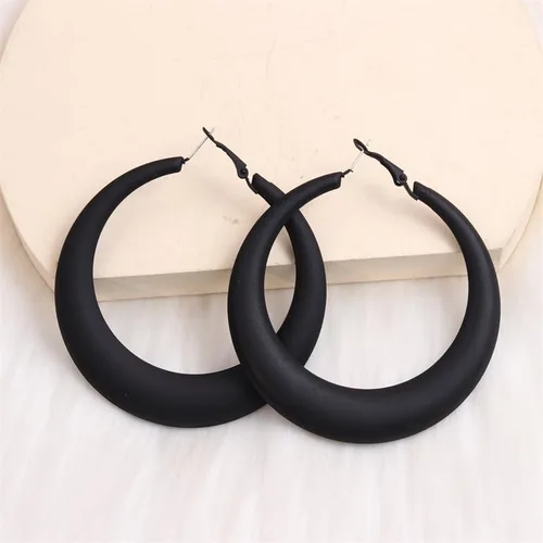 Vista 5 de Aretes de aro coloridos para mujer, aretes colgantes de neón de los años 80 y 90, aretes retro mate grandes, aretes gruesos exagerados, joyería Y2K