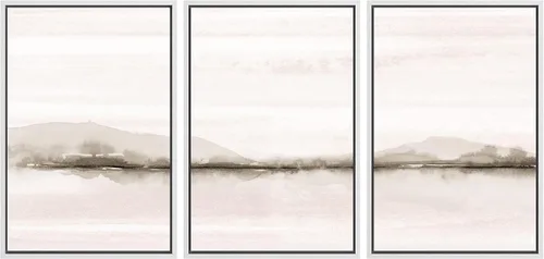 Vista 158 de SIGNWIN Lienzo enmarcado para pared, juego de arte tranquilo con reflejo de lago, acuarela, montaña y agua, ilustraciones modernas, arte abstracto