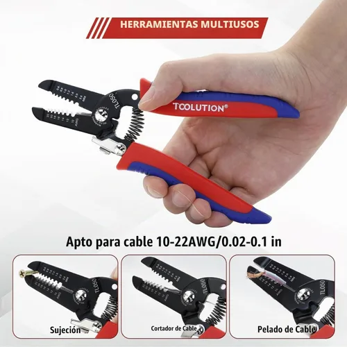 Vista 3 de Juego de alicates para electricista de 2 piezas, pelacables de 7 pulgadas y cortador de 5 pulgadas, herramienta profesional para pelar cables