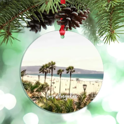 Vista 10 de Florida USA - Adornos de Navidad acrílicos de Miami, paisaje urbano, decoraciones de Navidad para árbol de viaje, recuerdo, adornos de Navidad