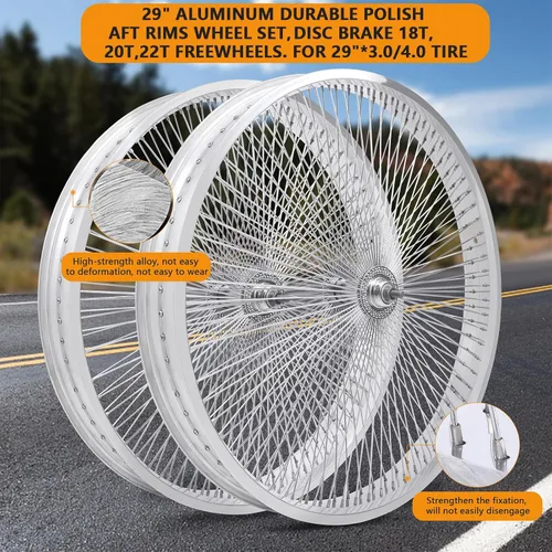 Vista 2 de Tracer WH-TR9529140 29" x4.0 Polish Rims Wheel Set Front & Rear for Single Speed, Coaster Brake/Disc Brake Option