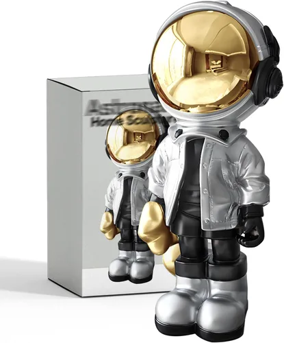Vista 15 de EZ4ENCE Estatua de astronauta escultura de astronauta, escultura para decoración del hogar, decoración de estante azul artístico, decoración de mesa