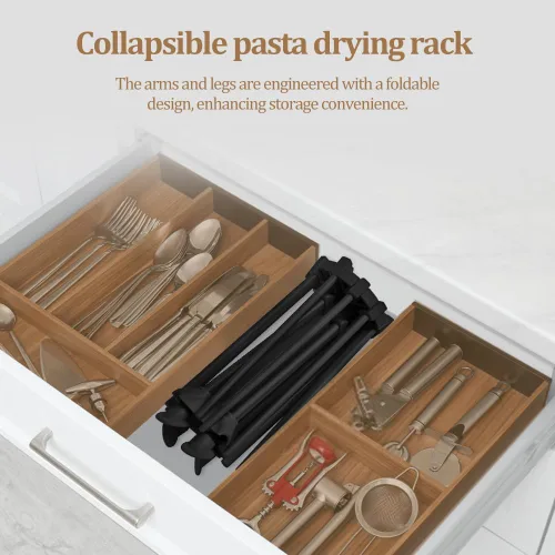 Vista 5 de Ourokhome Escurridor plegable de pasta, plástico plegable casero para espaguetis frescos, colgador de fideos para cocina con 10 brazos, estable