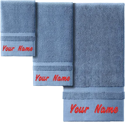 Vista 9 de Toallas de mano personalizadas con monograma para baño, toallas personalizadas con nombres, toallas bordadas de lujo 100% algodón como regalo
