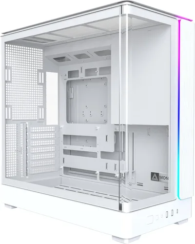 Vista 7 de Chasis para PC Montech King 15 Micro-ATX, vidrio panorámico curvo, enfriamiento de flujo de aire tipo chimenea, diseño de cámara dual, soporte