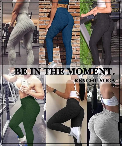 Vista 6 de Leggins para mujer con levantamiento de trasero anti celulitis de talle alto abombachado Entrenamiento Yoga Pantalones que realzan el trasero Mallas