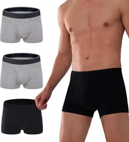 Vista 12 de AIRCUTE Calzoncillos tipo bóxer absorbentes para hombre, para incontinencia de orina, con apertura frontal a prueba de fugas, paquete de 3