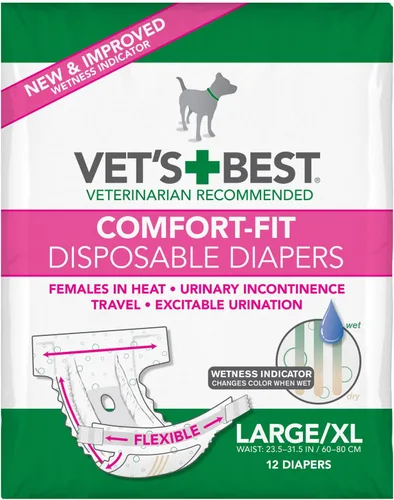 Vista 9 de Vet's Best Comfort Fit - Pañales desechables para perras, absorbentes con ajuste a prueba de fugas, XS, 12