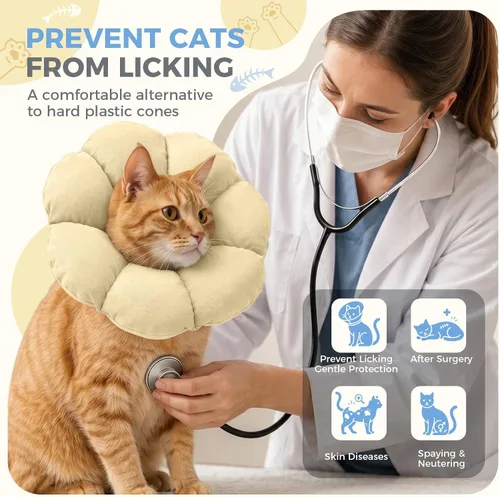 Vista 5 de Avont Soft Cat Cone S Apricot Post-Surgery Anti-Lick Ajustable Albaricoque