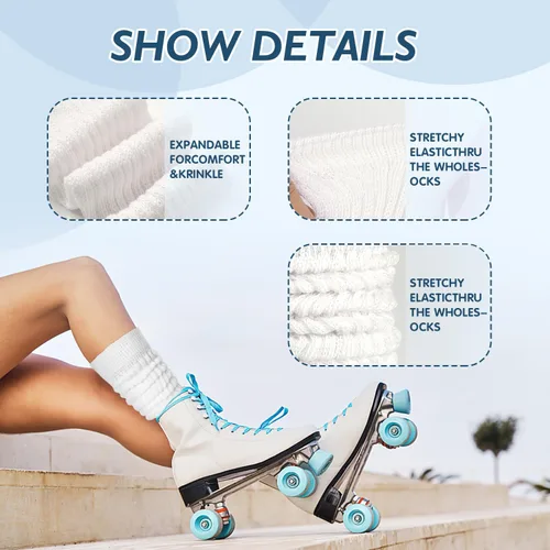 Vista 5 de Buauty Calcetines holgados para mujer, suaves, extra largos, hasta la rodilla, para otoño e invierno, de punto, holgados, hasta el muslo, calcetines