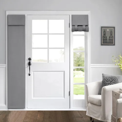 Vista 6 de HOMEIDEAS Cortinas opacas para puerta francesa, cortinas de luz lateral para puerta delantera, 2 paneles, persianas laterales para ventanas