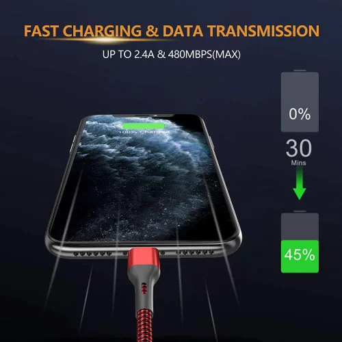 Vista 4 de Durcord Cargador para iPhone de 6 pies/6/3/1.5, cable Lightning de carga rápida, cable trenzado de nailon compatible con iPhone 14/13/12/11 Pro