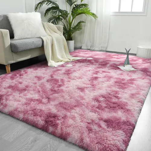 Vista 14 de FlyDOIT Alfombras grandes para sala de estar, 4 x 6 pies alfombra peluda beige con efecto tie-dye, alfombras mullidas suaves, alfombras peludas