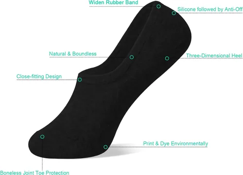 Vista 2 de DIBAOLONG - Calcetines invisibles para mujer, diseño de corte bajo, plano y antideslizante (paquete de 6 o 12 pares)