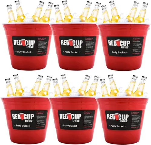 Vista 13 de Red Cup Living Cubo de hielo grande para fiestas, enfriador de bebidas aislado de 201 onzas para fiestas, bar y cocina, cerveza de plástico