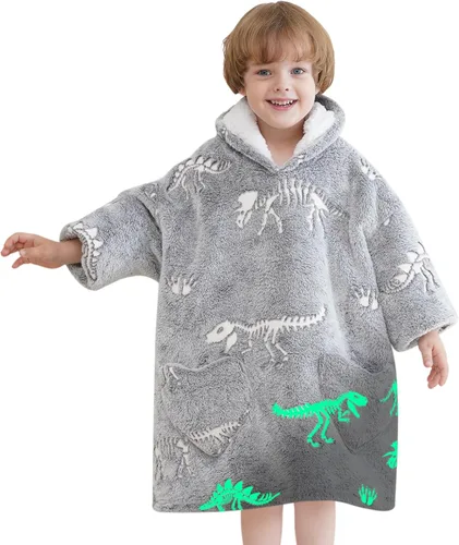Vista 23 de Mewkou Manta con Capucha Portátil para Niños Sudadera con Capucha de Sherpa Extra Grande para Niños, Niñas y Niños Pequeños de 2 a 6 años