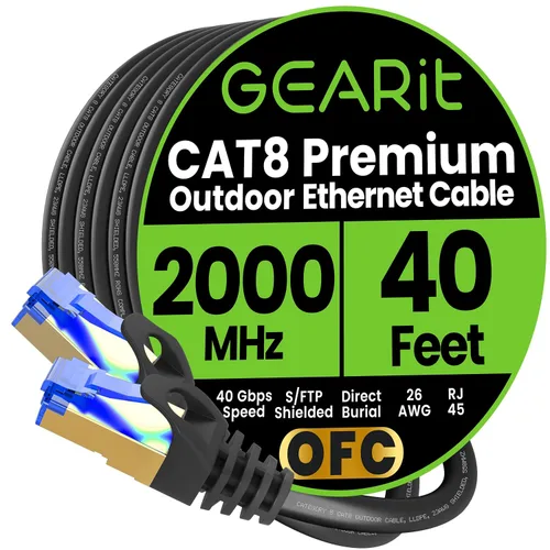 Vista 8 de GEARit - Cable Ethernet Cat8 de 25 pies, color negro, Cat 8, 40 Gbps, 2000