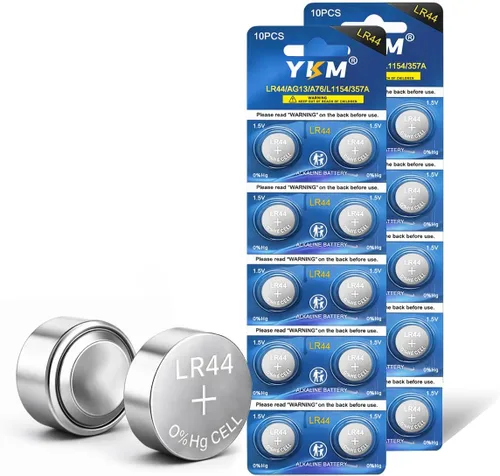 Vista 10 de YKM Paquete de 10 Baterías LR44 AG13 L1154f A76 357/303 L1154 L1154c LR44h 1.5V Baterías Alcalinas para Calibrador Digital Batería de Reloj