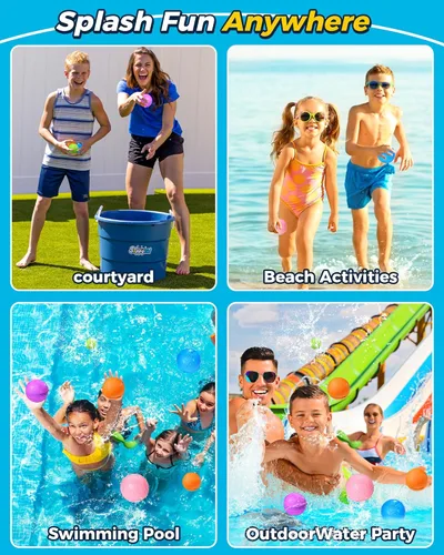 Vista 4 de SOPPYCID - Globos de bomba de agua reutilizables, juguete de verano, juguete de agua para niños y niñas, juguetes de piscina y playa para niños de 3