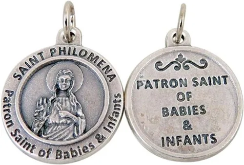 Vista 11 de Medalla de santos católicos con base de alpaca, con inscripción de oración de protección, 3/4 pulgadas.