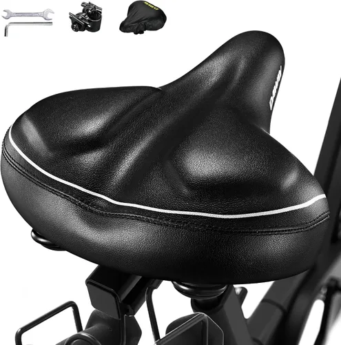 Vista 7 de DAWAY C40 Asiento de bicicleta ultra cómodo de gran tamaño, acolchado de espuma viscoelástica, asiento de bicicleta extra ancho, cojín ergonómico