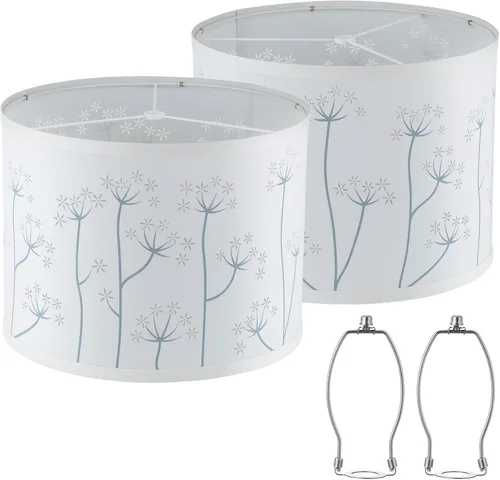Vista 16 de Juego de 2 pantallas medianas para lámparas de mesa/de pie, pantallas de tambor de tela altas y medianas, 13" superior x 11" inferior x 10