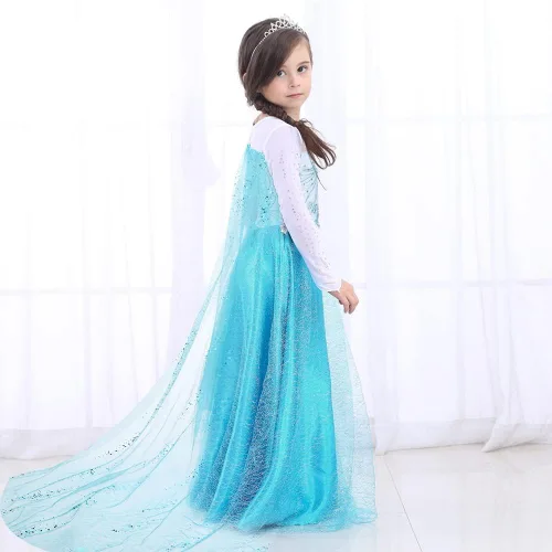 Vista 6 de Disfraz de princesa para niñas, fiesta de cumpleaños, disfraz de reina de cosplay con corona y guantes, accesorios
