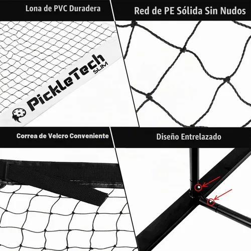 Vista 3 de PICKLETECH 4.0 Slim Version Portable Pickleball Nets Outdoor Game 22 FT Pickleball Net-USAPA Regulation Size-Pickle Ball Net System with Carrying