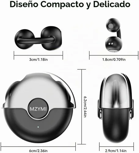 Vista 7 de Auriculares abiertos, Bluetooth 5.4 Clip On Auriculares para Deportes (negro)