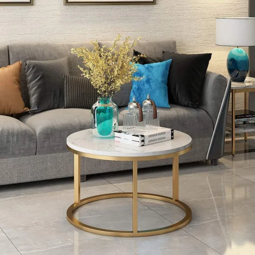 Vista 5 de Mesa Nesting Coffee Table Set of 2 Modern Round Marble Center Table den Metal Nesting Side Tables for Living Room Bedroom Small Spaces Centro