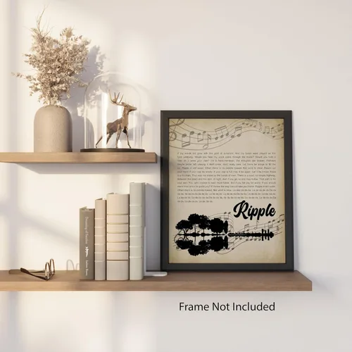Vista 7 de ZUKIY Ripple Song Lyrics - Lienzo decorativo de letras de ondulación de Grateful Dead, arte de pared inspirador para decoración de oficina, póster