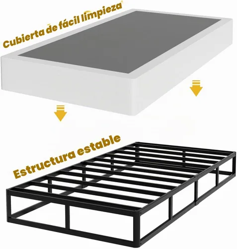Vista 3 de YORMDMO Somier de 9 pulgadas, tamaño individual con cubierta de tela, base de colchón Pprofile de altura de metal resistente, fácil montaje