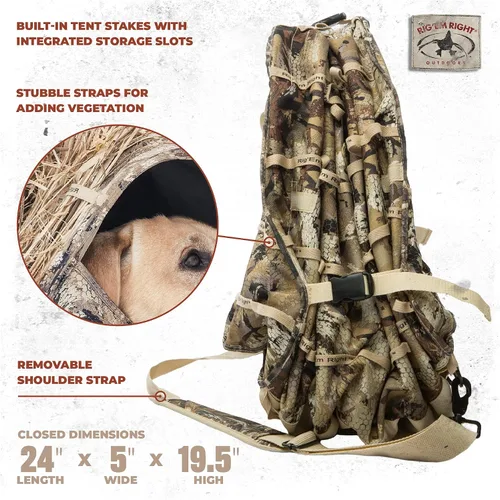 Vista 4 de Rig'Em Right Waterfowl Field Bully Bird Caza - Persiana para perros – Instalación ultra rápida sin pines, bisagras o postes Optifade Marsh