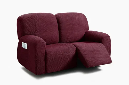 Vista 33 de ULTICOR Fundas jacquard para sofá reclinable de 8 piezas, fundas elásticas para sofá reclinable de 3 cojines, gruesas, suaves y lavables (estilo 3)